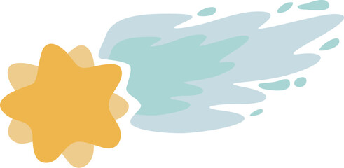 Cute Vector Cartoon Illustration Shooting Star Comet with Trail