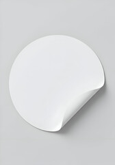 Blank circular sticker with a curved edge, ready for mockup. Empty template for design placement on a neutral backdrop.