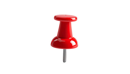 Isolated bright red push pin on black