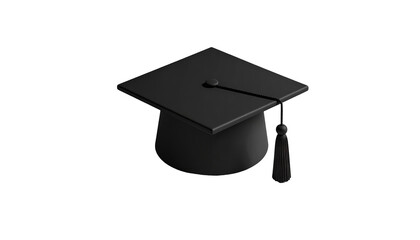 Isolated black graduation cap on black