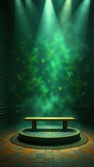 
keyword: green, light, glow, magic, chamber, bench, circle, pattern, mystery, puzzle, piece, 