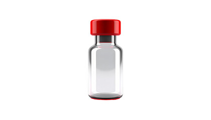 Small glass bottle with red plastic lid