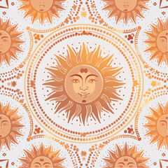 A seamless Indigenous Australian sun and earth pattern with concentric dotted circles and warm tones. Perfect for educational, artistic, or cultural projects.