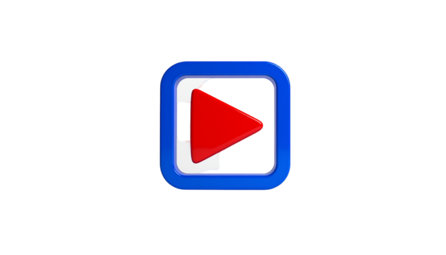 Play button with blue borders on black