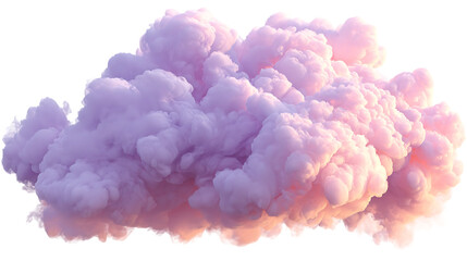 Hyperrealistic Pastel Lavender and Pink Cloud Formation Ethereal Soft Textured Sky Studio Photography, Isolated Transparent PNG