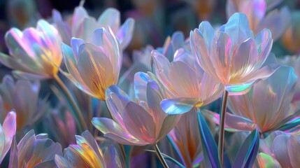 Fototapeta premium A hologram bouquet of tulips. hologram.