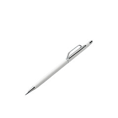 Sleek white pen angled with silver clip on solid black background