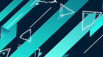 Dynamic Teal Geometric Shapes and Lines on Black Background - Abstract Motion Graphics for Technology Business or Creative Projects Modern Design Elements