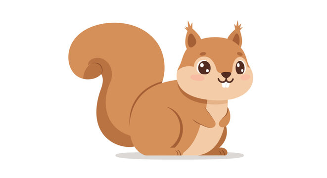 Cartoon Squirrel with Bushy Tail and Cute Features