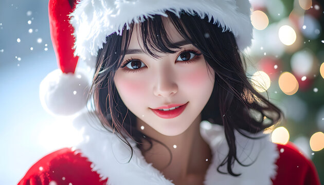サンタクロースのコスプレをした女性