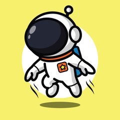 Cute Astronaut Running Illustration for Space Cartoon Character and Fitness Concept