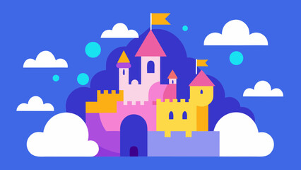 Magical Fairytale Castle Clouds Collage
