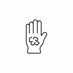 hand holding fertilizer shards icon sign vector