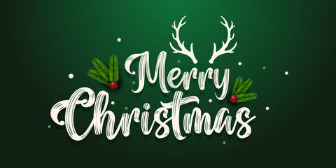 Minimalist Merry Christmas typography design with festive red background.

