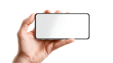 Floating Hand Holding Glowing Smartphone Isolated on Transparent Background