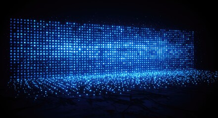 Abstract Blue Light Matrix grid dots particles technology futuristic digital pattern background illumination glowing display screen led