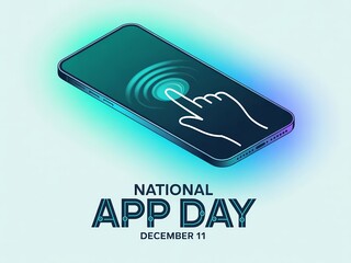 National app day celebration with a finger tapping on a smartphone screen