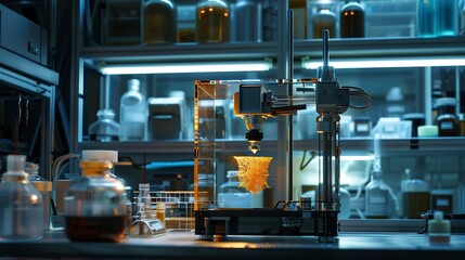 A photo of a 3D printer creating a small object