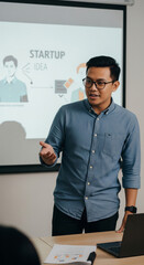 Young Indonesian Startup Founder Presenting Business Idea