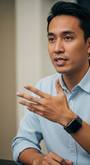 Young Indonesian Entrepreneur Explaining Project Details