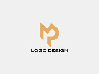 MP monogram logo in orange and gold — modern professional lettermark design for business branding