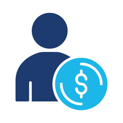 Salary Icon In Blue Monochrome Flat Design, Vector Illustration