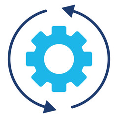 Processing Icon In Blue Monochrome Flat Design, Vector Illustration