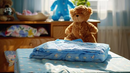 A photo of a baby changing pad on a table.
