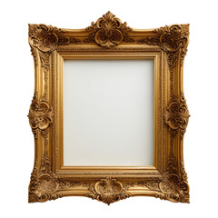 Ornate gold picture frame with blank, white space inside