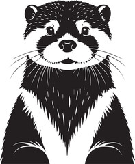 Wild otter animal portraits hand drawn vintage engraved illustration