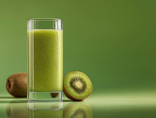 glass of kiwi juice on background 