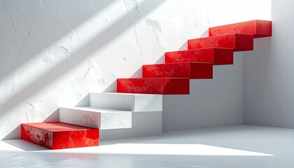 Modern red and white staircase design features bold geometric shapes and strong contrast, ideal for contemporary interiors and creative architectural inspiration.