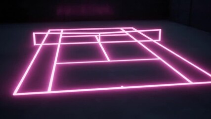 glowing pink neon tennis court lines reveal animation - Powered by Adobe