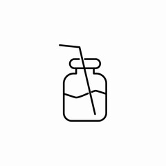 beverage jar straw icon sign vector