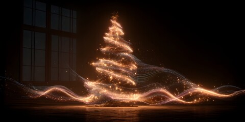 Abstract Christmas Tree with Light Trails