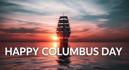 Sailing into History – Columbus Day Ship at Sunset