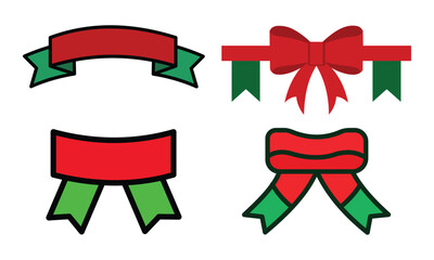 Festive Assortment of Red and Green Christmas Ribbon and Bow Decorations for Holiday Crafts and Celebratory Designs