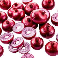 Red onions Whole and sliced, vibrant and healthy food ingredient
