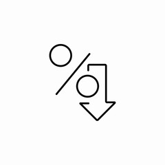 percentage decrease arrow icon sign vector