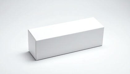Rectangular white cardboard packaging box isolated on plain background, ideal for mockups, branding, shipping, or product presentation in commercial projects.