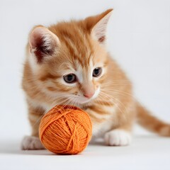 Ginger Kitten with Orange Yarn Ball