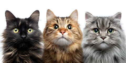 Trio of Fluffy Cats
