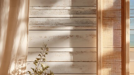 Rustic White Wooden Wall with Woven Panel