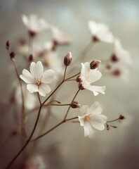 Delicate White Flowers and Buds