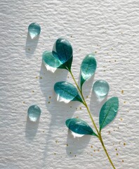 Dew Drops on Leafy Branch