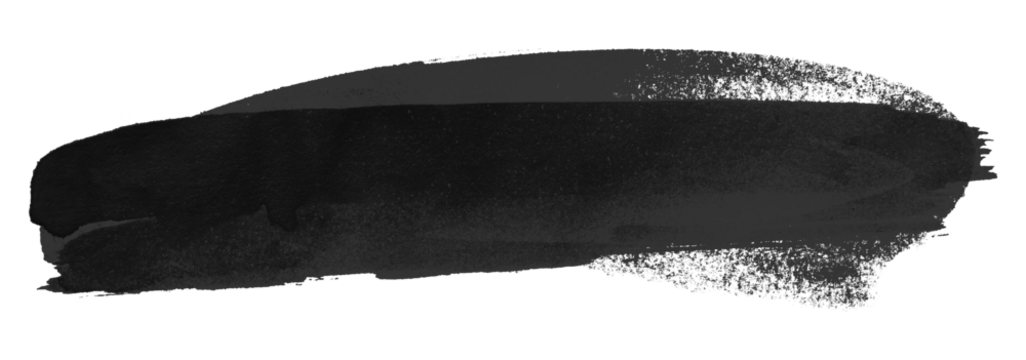 black watercolor background. Artistic hand paint. Isolated on transparent background.