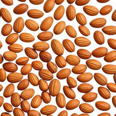 Almonds Heap of golden-brown, textured nuts scattered on a dark backdrop