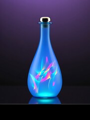 Glowing Blue Potion Bottle With Magical Swirls