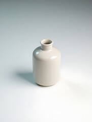 Simple Ceramic Vase with Smooth Curves on a White Background