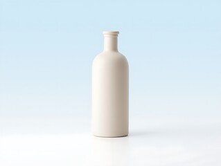 Minimalist Beige Bottle Against a Soft Blue Gradient Background